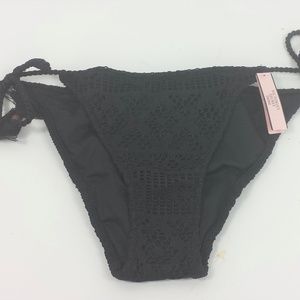 Victoria's Secret  Black Lace Crochet String Swim